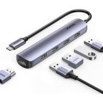 هاب یوگرین USB-C To HDMI+4*USB 3.0 A مدل CM417 کد 20197