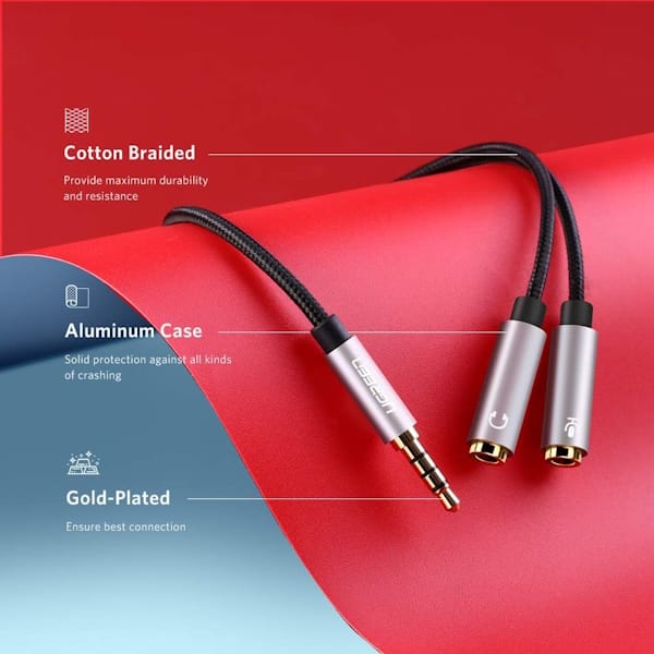 کابل صدا استریو یوگرین 3.5mm Stereo Audio Splitter Cable مدل AV134 کد 20816