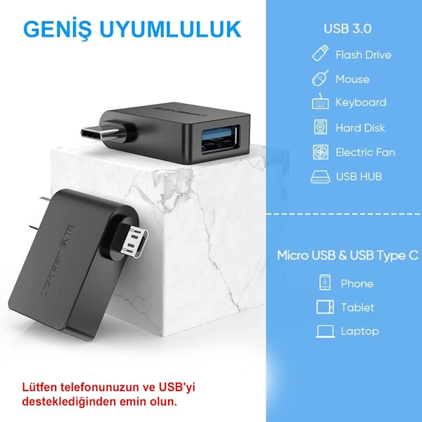 تبدیل Micro USB+USB-C -OTG به USB 3.0 A Female یوگرین 30453