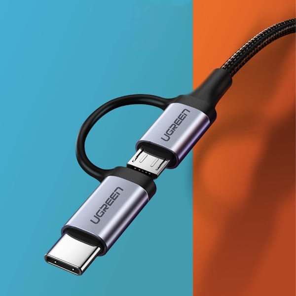 کابل USB 2.0 A Male یوگرین به Micro USB+USB-C 3A مدل US177 کد 30875