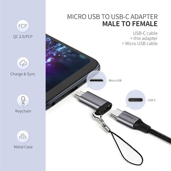 تبدیل Micro USB Male - OTG به USB-C Female یوگرین مدل US282 کد 50590
