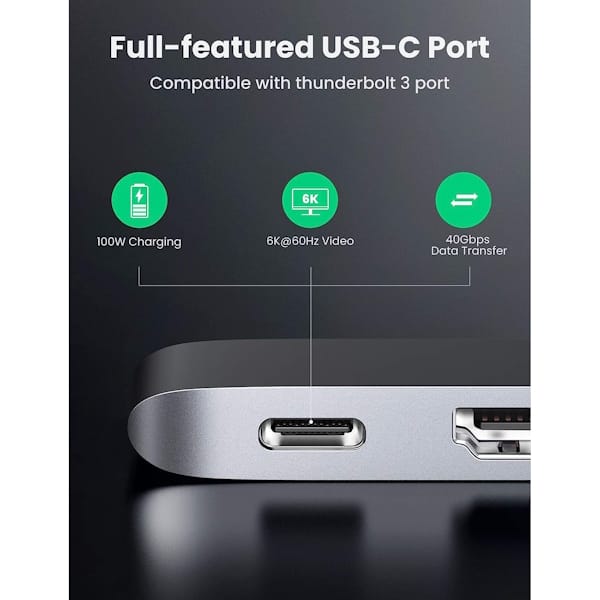 هاب یوگرین Dual USB-C To HDMI+3*USB 3.0 A+Type C مدل CM251 کد 60559