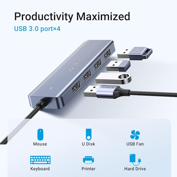 هاب یوگرین USB-C To HDMI+3*USB 3.0 A+ AUX3.5mm+PD Power مدل CM136 کد80132